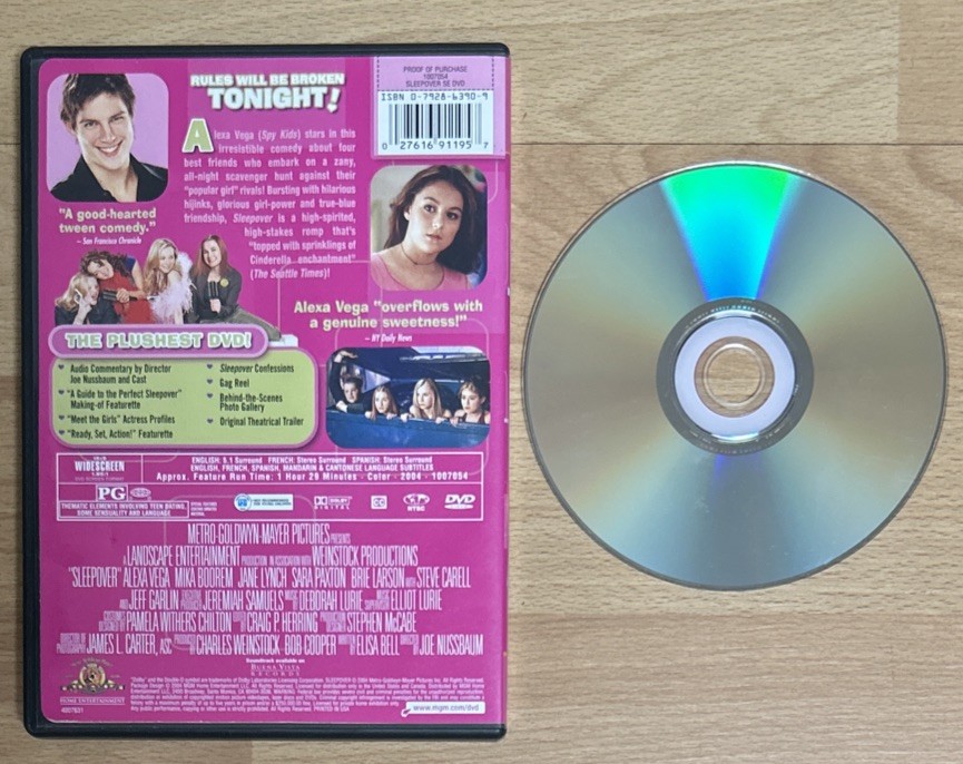 Sleepover DVD Alexa Vega Mika Boorem Jane Lynch Sara Paxton Brie Larson Steve Ca