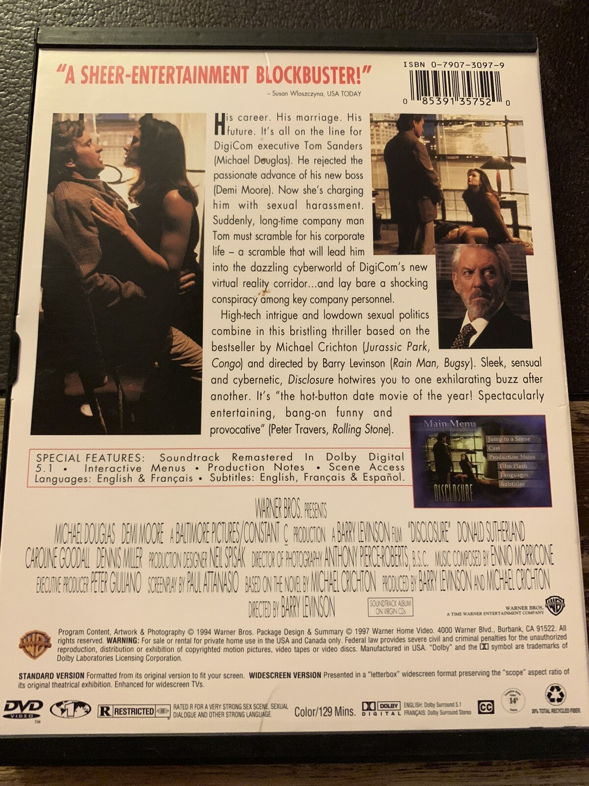 1-Disc DVD – Disclosure (1997, Widescreen/Full Screen) RARE & OOP Version