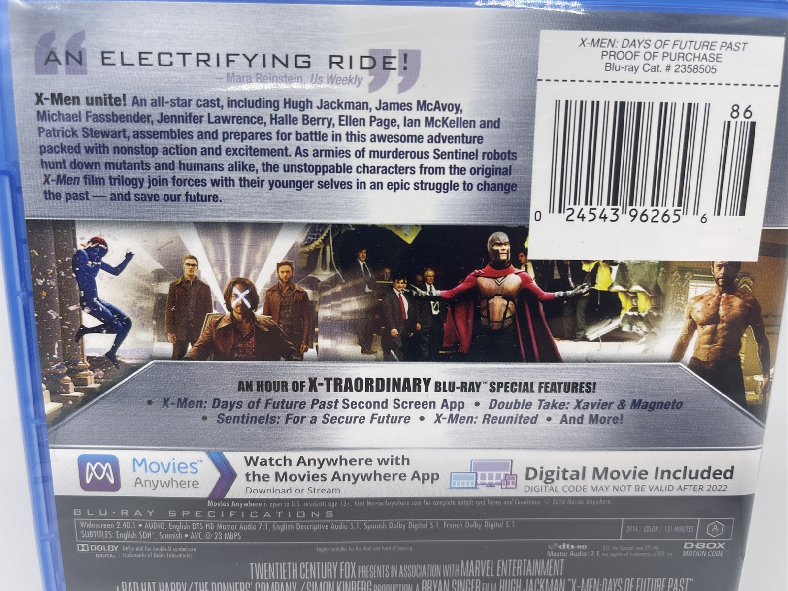 X-MEN Days of Future Past BLU-RAY, No DIGITAL Wolverine RAVEN Professor X NEW