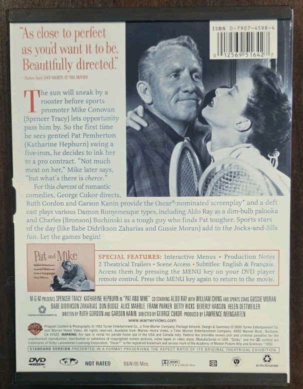 Pat and Mike (1952) DVD 2000 B&W Snapcase Spencer Tracy Katharine Hepburn VGC
