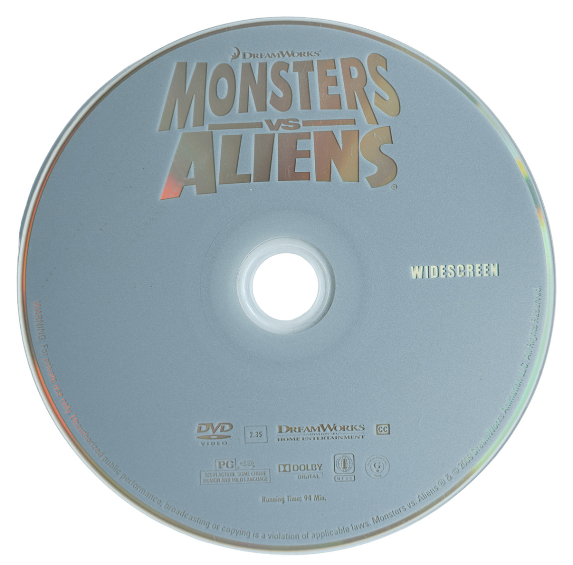 Monsters VS Aliens DVD 2009 Widescreen DreamWorks Animation