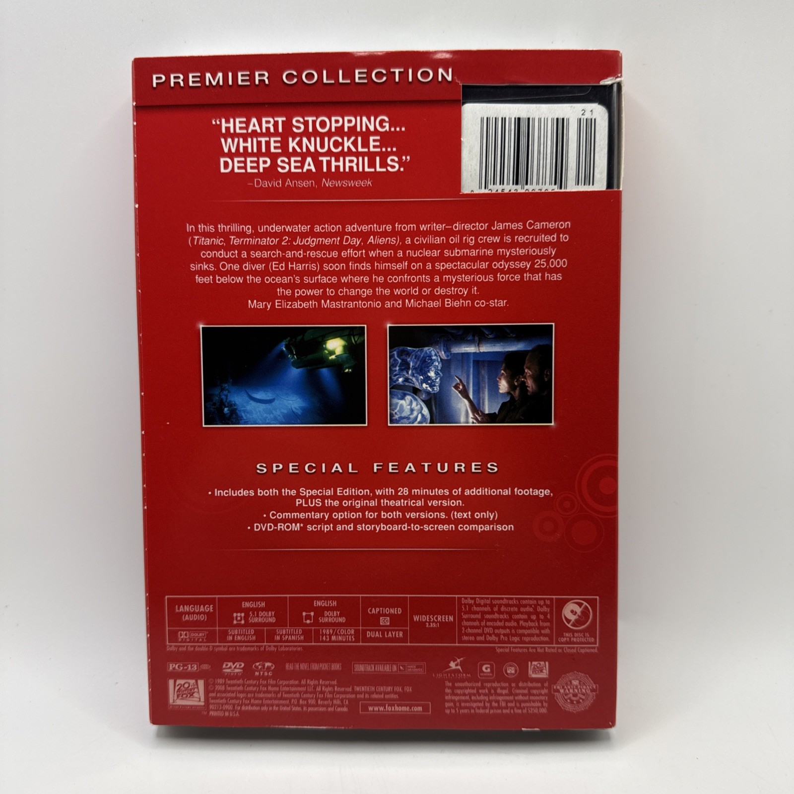 The Abyss (DVD,2006, Special Edition Anamorphiic Widescreen Checkpoint SLIPCOVER
