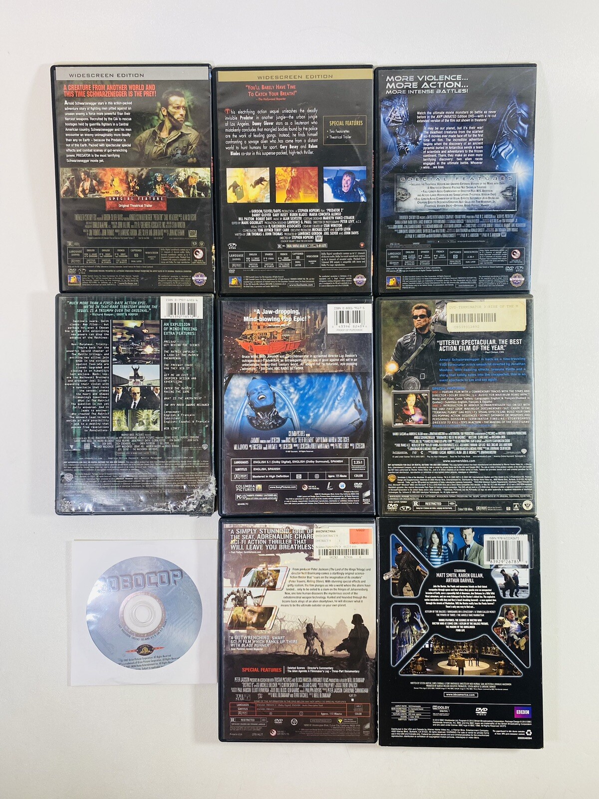 DVD Science Fiction / Action movie Lot of 9 – Robocop, Predator, Matrix & more