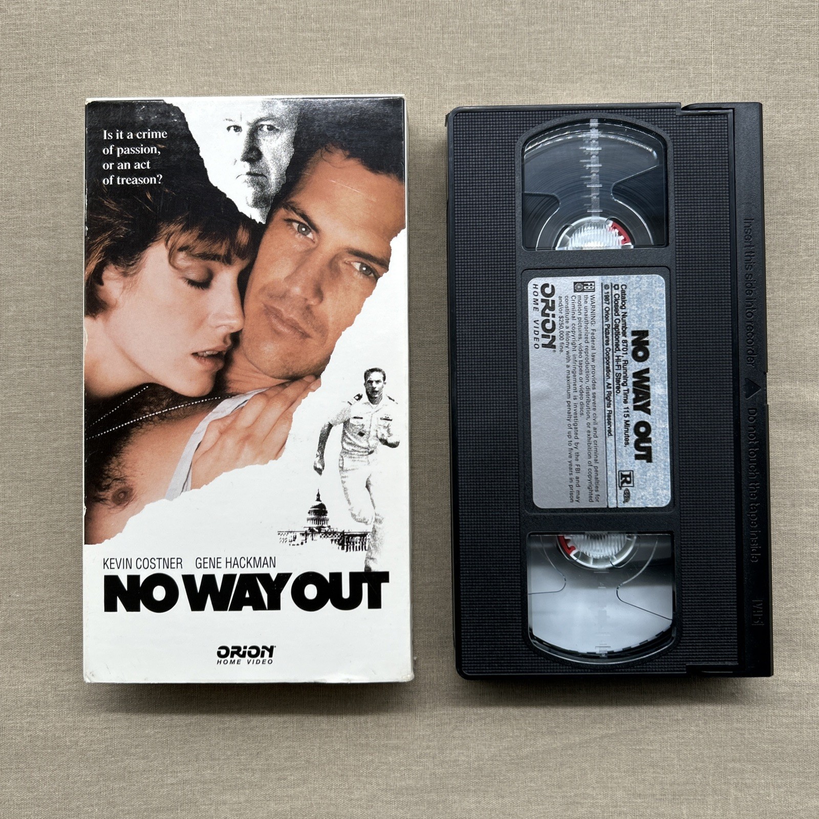 No Way Out (VHS 1987) Neo-Noir Erotic Thriller Kevin Costner Sean Young Hackman
