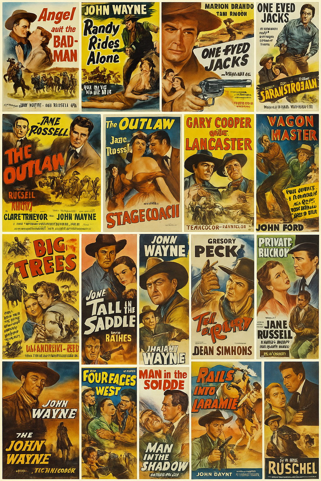 170 Western Movies Public Domain Flash Drive 64GB USB 177+ Hrs Royalty-Free