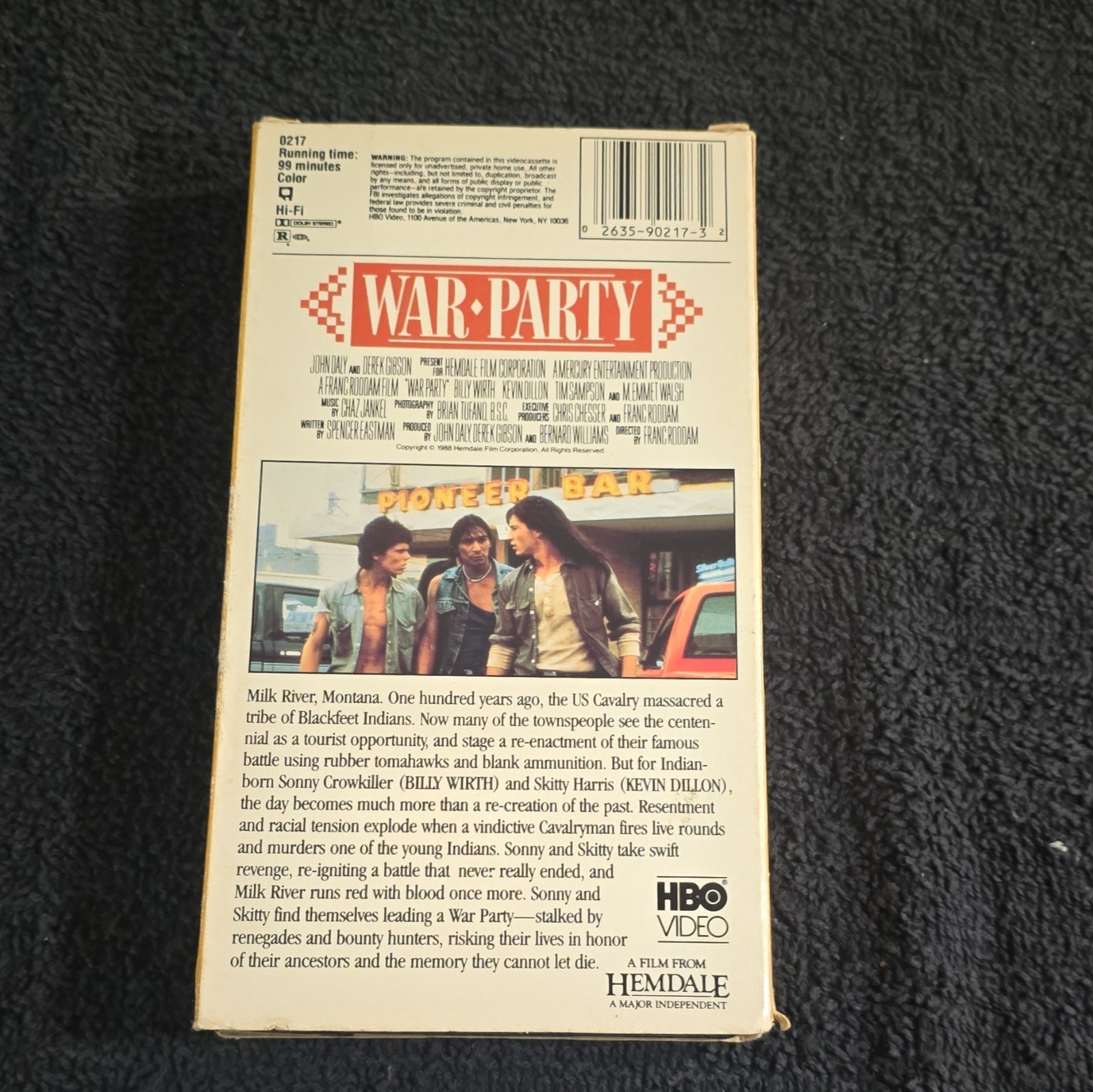 HBO Video War Party VHS Hi-Fi NTSC R 1988 Kevin Dillon Billy Wirth Roddam Rare