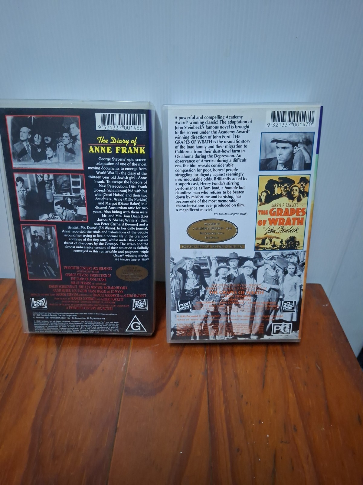 The Grapes of Wrath Henry Fonda & The Diary Of Anne Frank Vhs Videos Tested