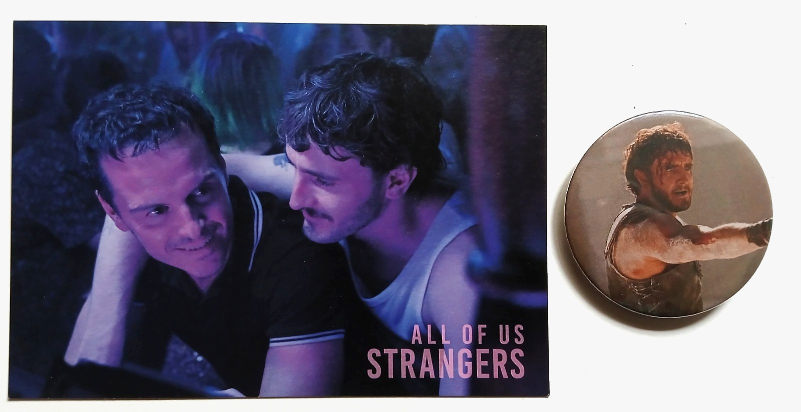 Paul Mescal All Of Us Strangers Promo Postcard & Gladiator 2 Badge