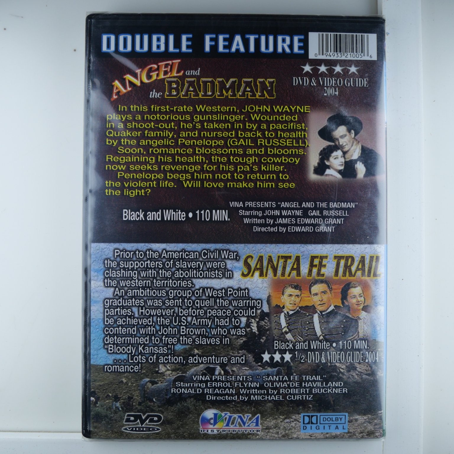 Angel and the Badman / Santa Fe Trail DVD 2004 Double Feature John Wayne Flynn