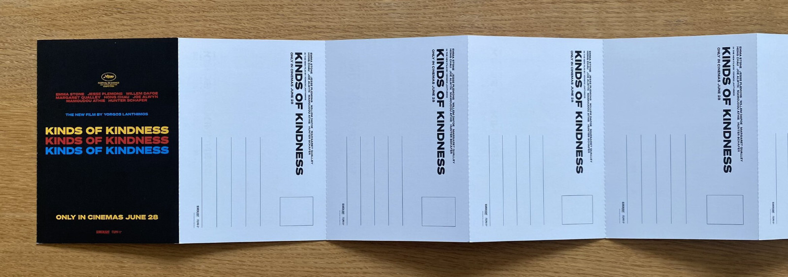 Kinds of Kindness, Yogos Lanthimos, 2024 – Set of 8 promotional postcards – NEW