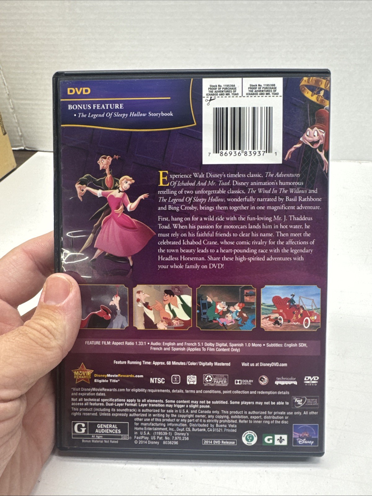 The Adventures of Ichabod and Mr. Toad (DVD) Clyde Geronimi, Free Shipping!!!￼