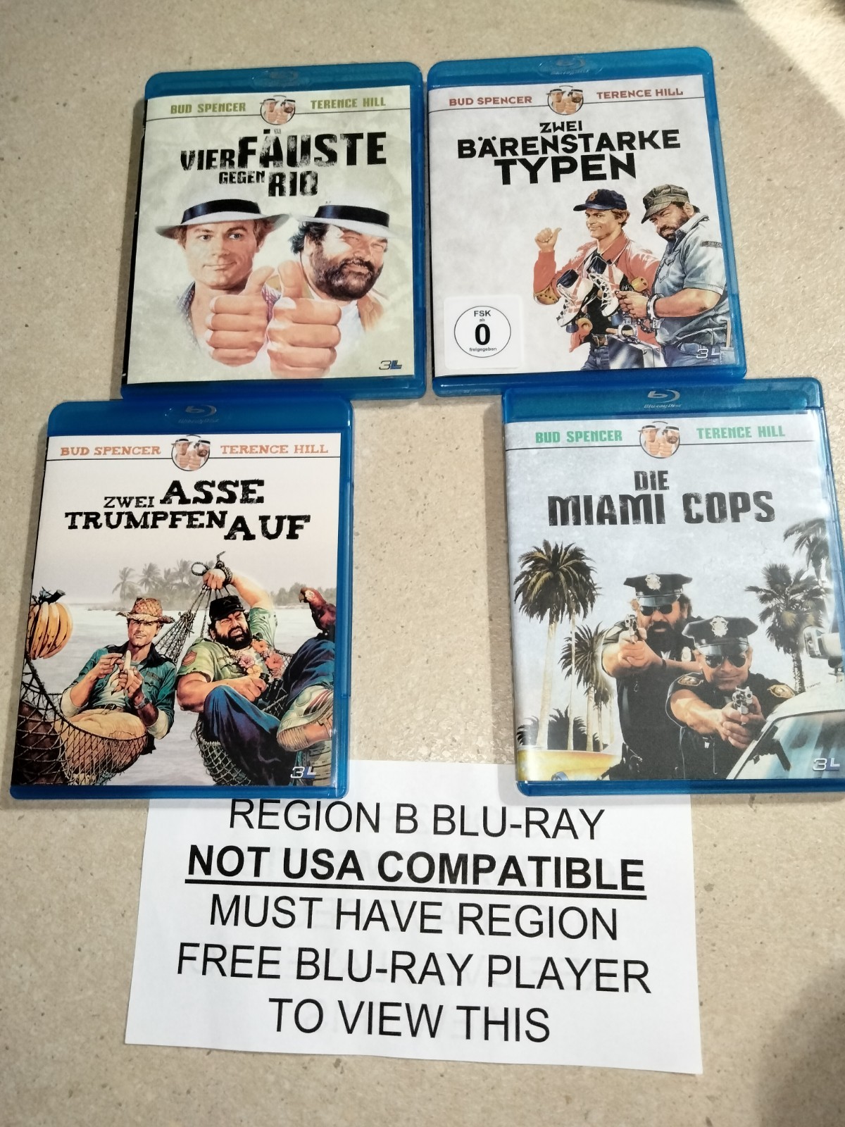4 Bud Spencer & Terence Hill Blu-ray REGION B Comedy Lot English Dubs