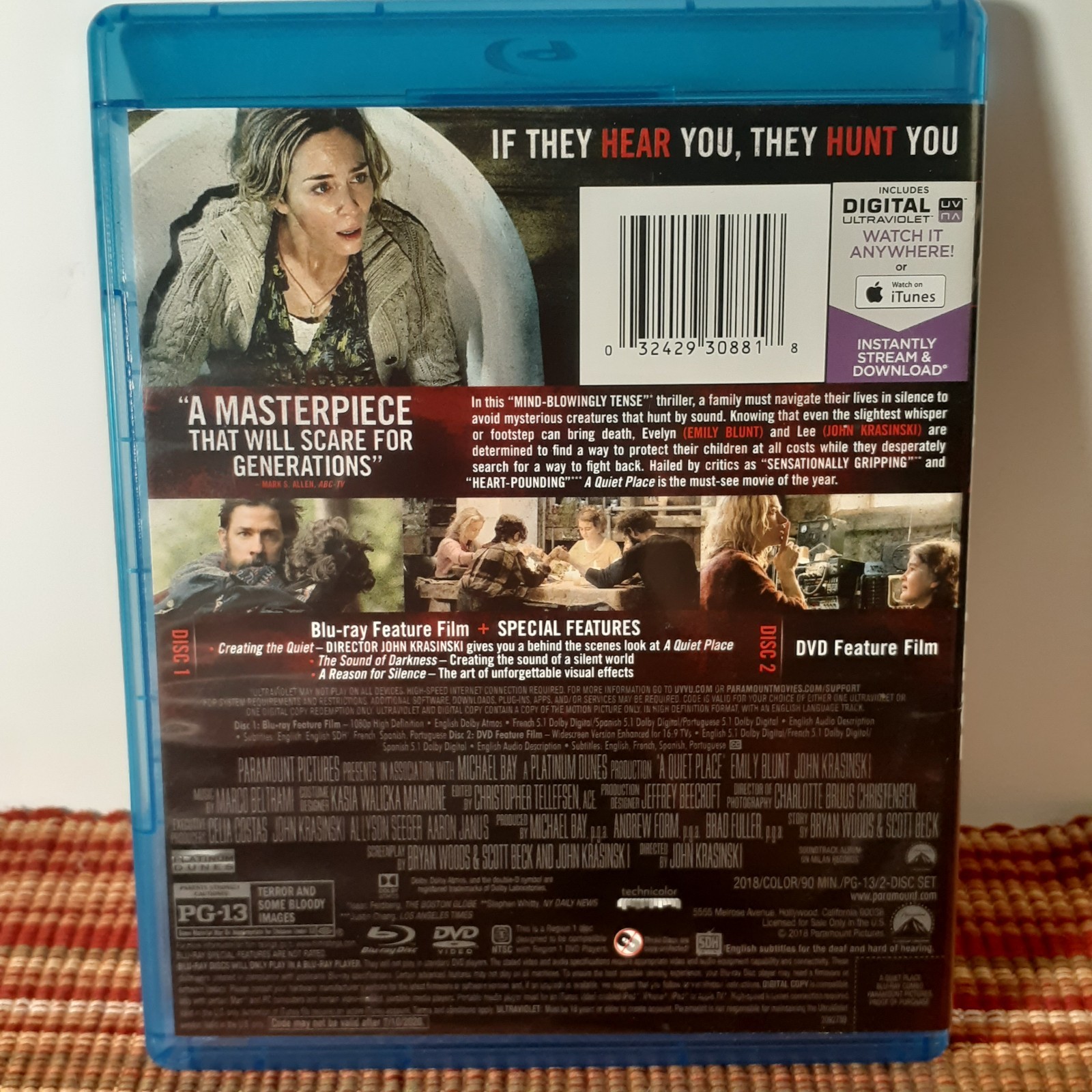 2 Horror Blu ray & DVD Lot Scream 4 (2011) & A Quiet Place (2018) Emily Blunt