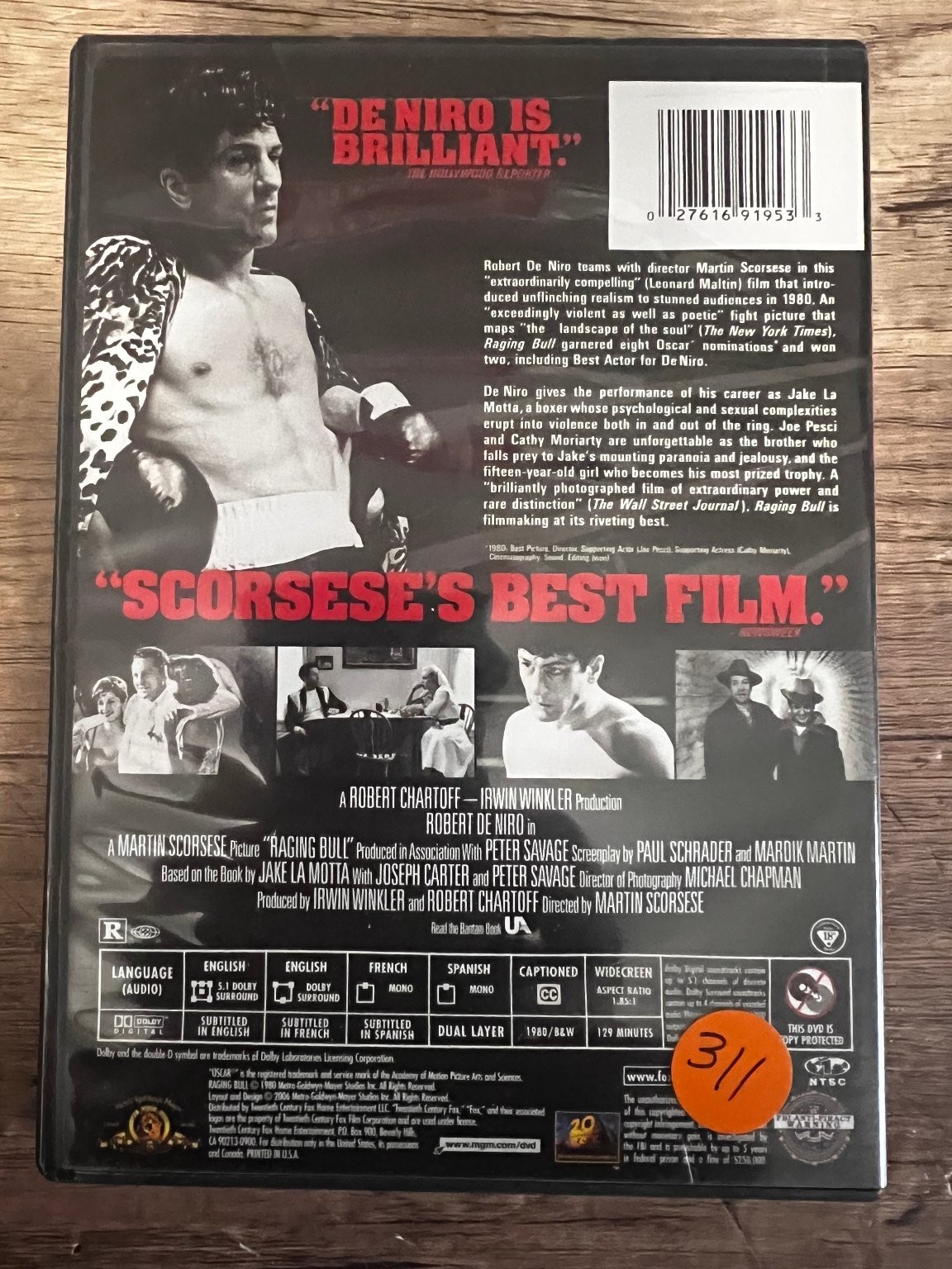 Robert De Niro Raging Bull DVD Metro Goldwyn Mayer