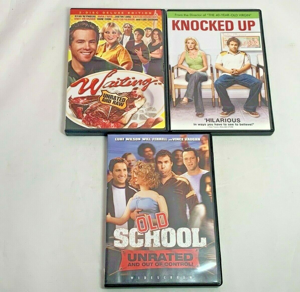 Lot Of 3 Comedy/Romance DVD’s – Old School, Knocked Up, Waiting 119