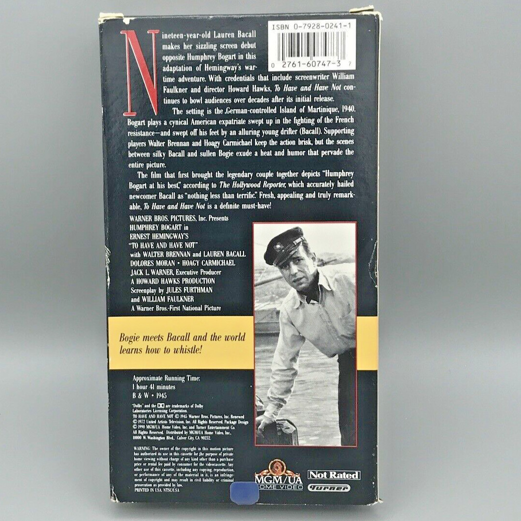 Lot of 4 Vintage Humphrey Bogart VHS Maltese Falcon, African Queen, Casablanca +