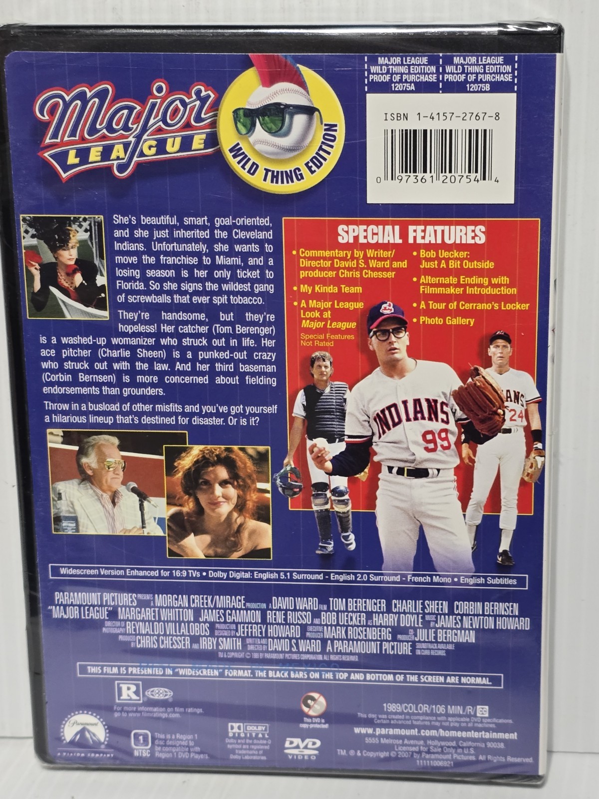 Major League (DVD, 2007, “Wild Thing” Edition) 1989 Sports Comedy -Charlie Sheen