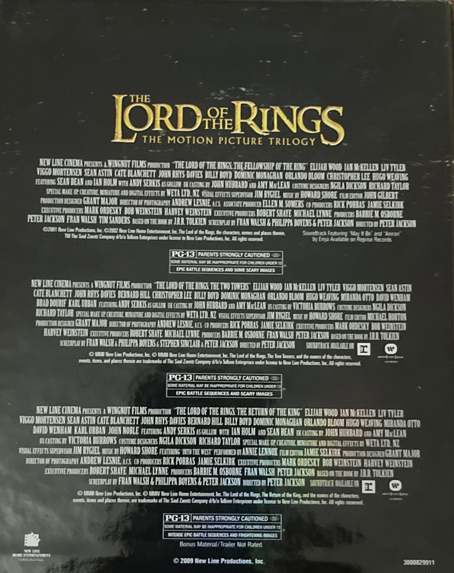 The Lord of the Rings – Motion Picture Trilogy [Blu-ray] Used*