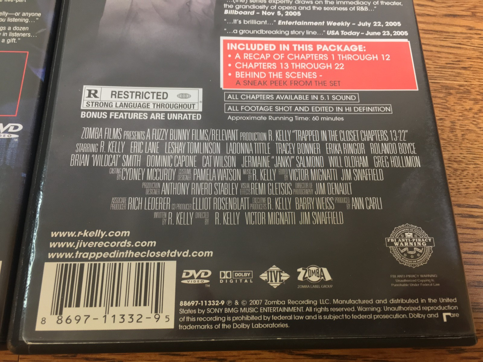 Lot Of 2 DVDS R Kelly Trapped in the Closet Chapters 1-12 & 13 -22 DVD Rare OOP
