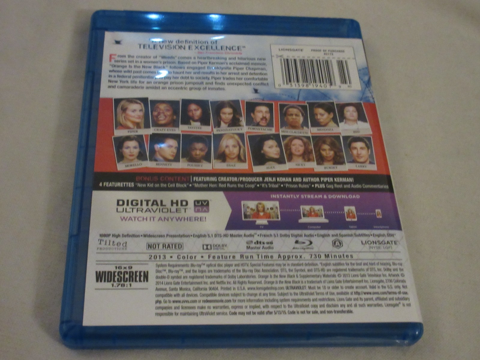 Orange Is The New Black: Season One BLU-RAY Taylor Schilling Natasha Lyonne
