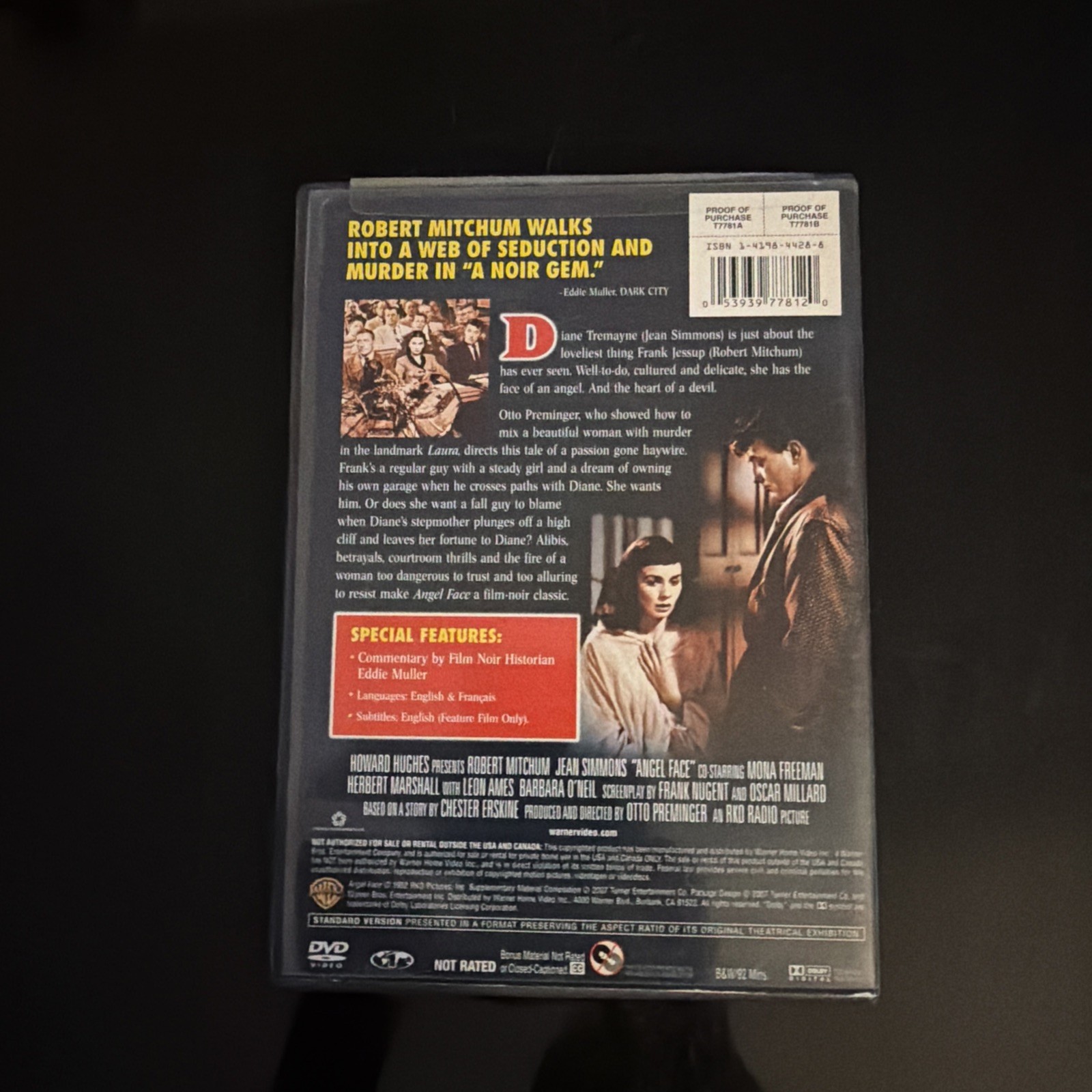 Angel Face (DVD, 1952) Robert Mitchum / Jean Simmons Scratch Free