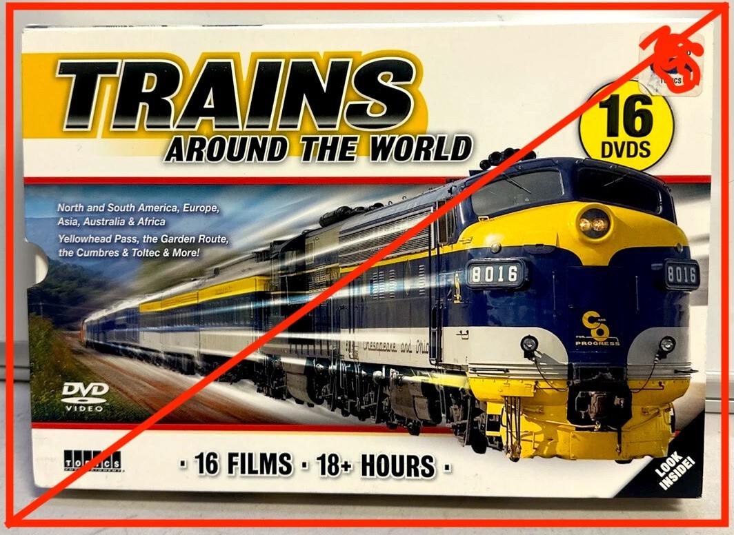 Trains Around the World 16 DVD Set 18 hrs 55 min total railroad railway train RR