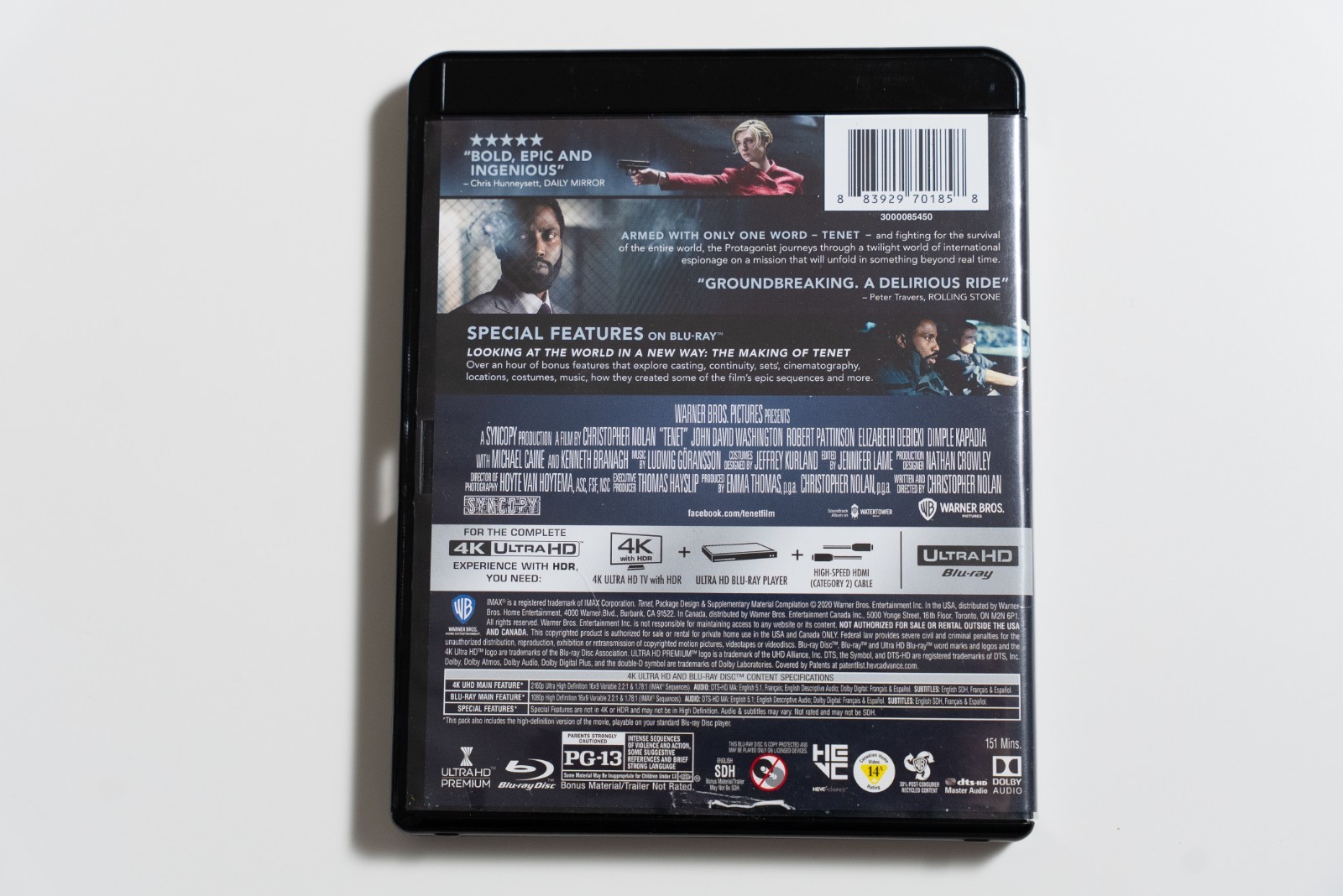 Tenet 4K Ultra HD + Blu-ray Very Good Christopher Nolan