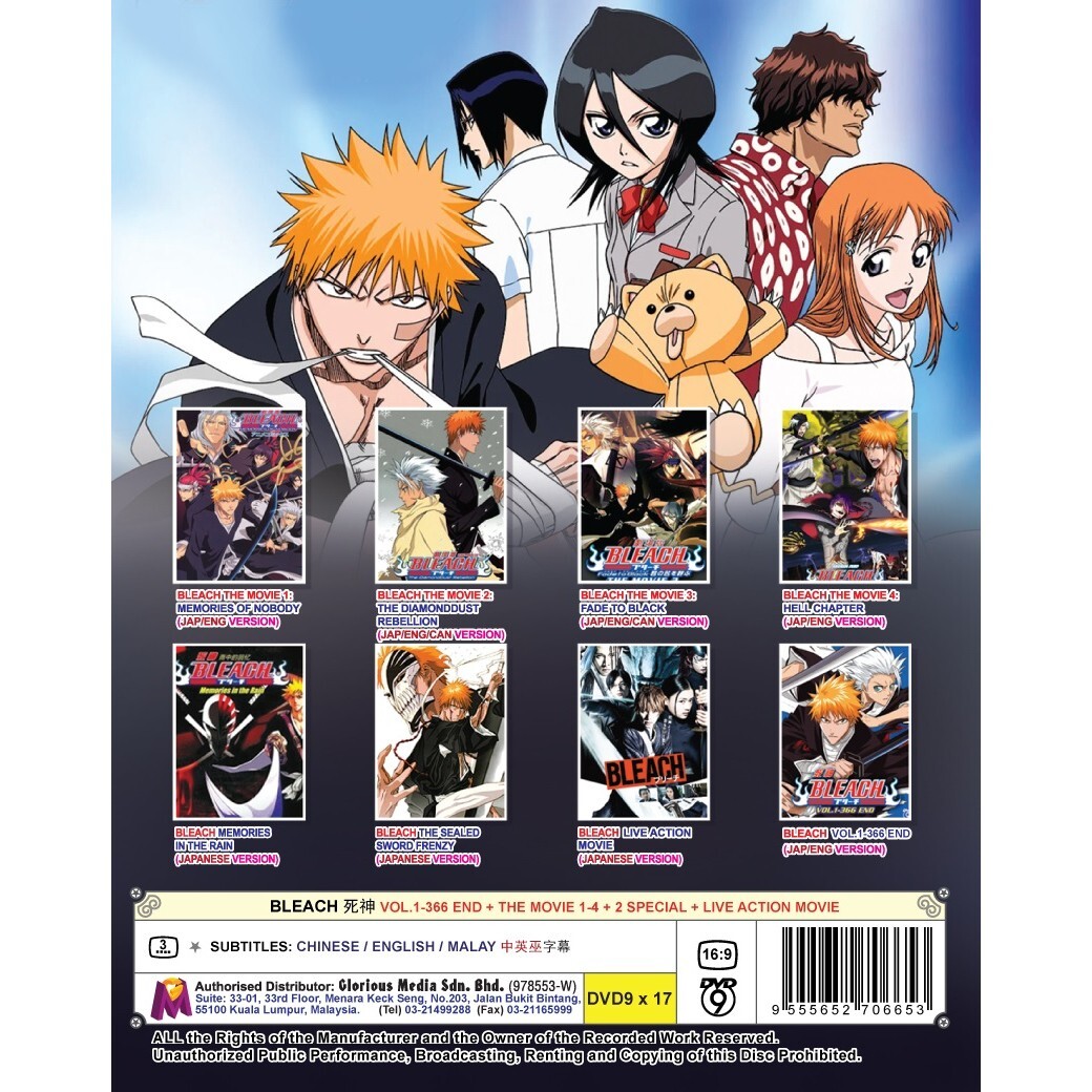 ANIME DVD ENGLISH DUBBED Bleach (Vol1-366 End +4 Movie + Live Action) Fast Ship