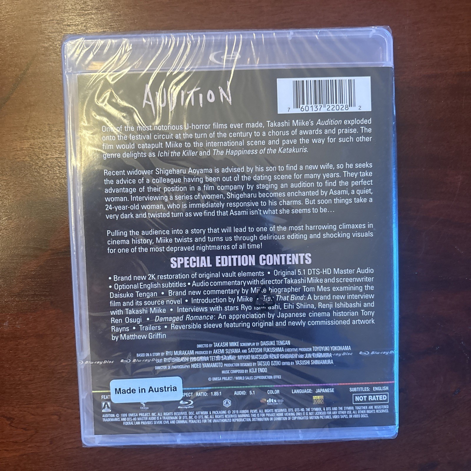 Audition Blu-ray Arrow Video Takashi Miike Japanese Horror