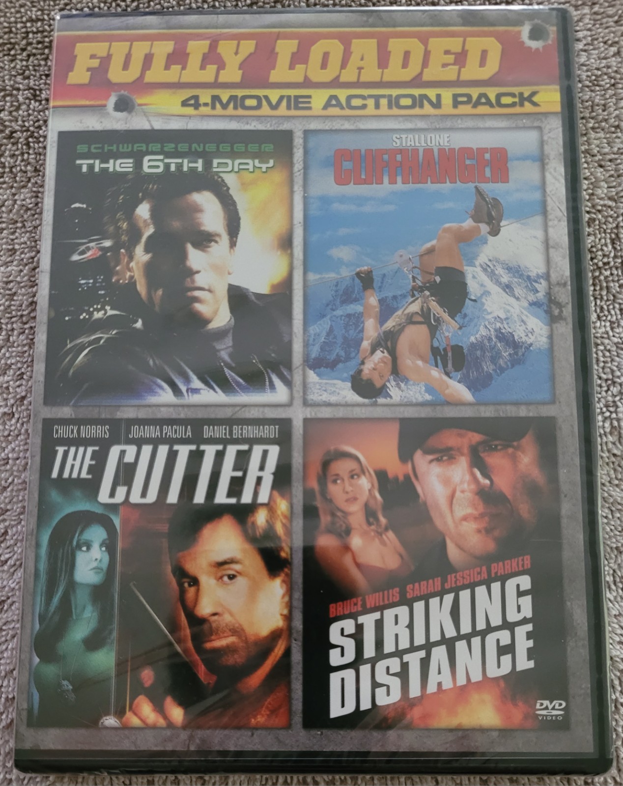 NEW DVD Fully Loaded 4-Movie Action Pack 6th Day Cliffhanger The Cutter Striking