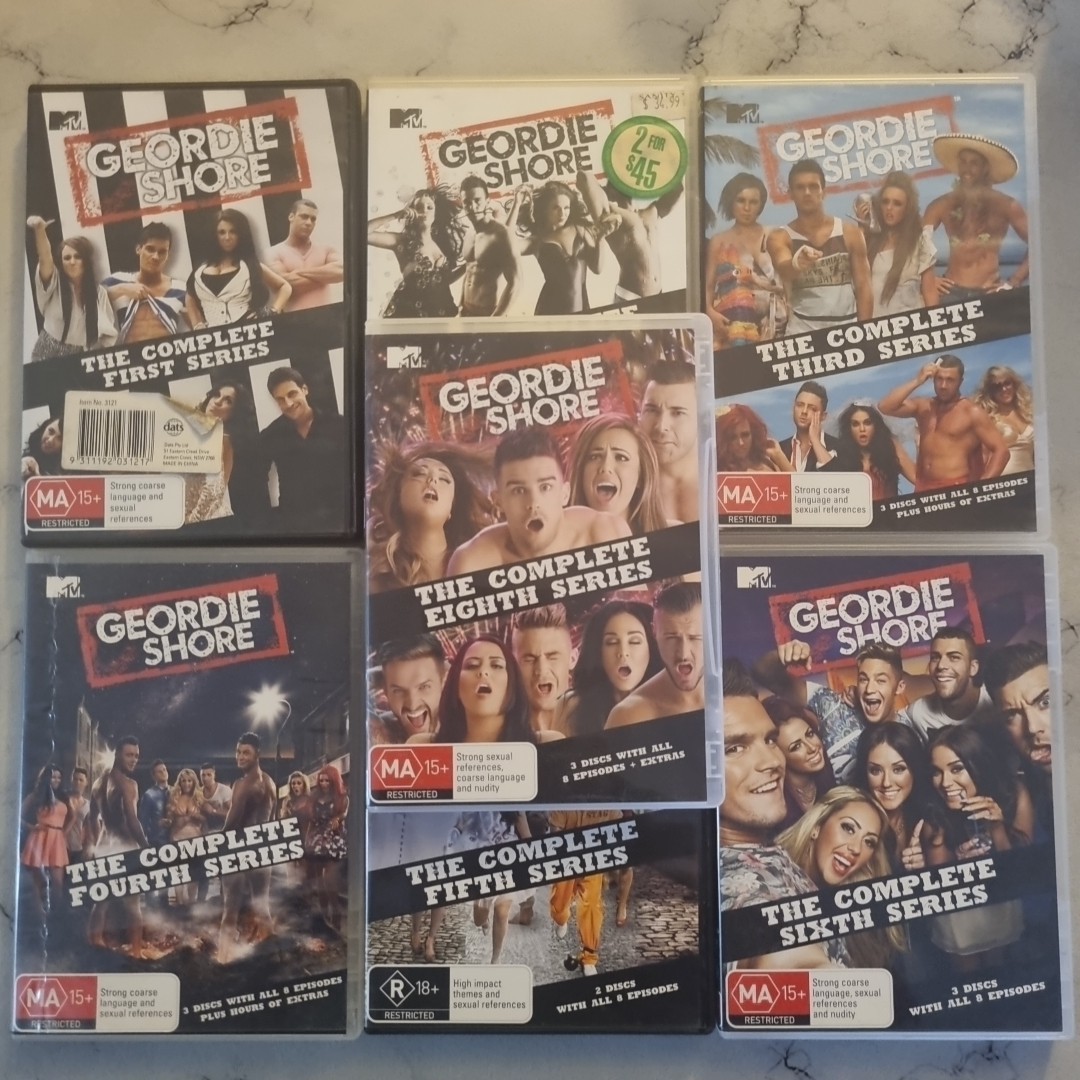 Geordie Shore DVD Set PAL Region 4 Series 1 2 3 4 5 6 & 8 – VGC