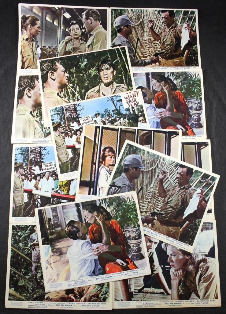 1964 THE 7th DAWN, SET of 14 COLOUR LOBBY CARDS, WILLIAM HOLDEN, LEWIS GILBERT