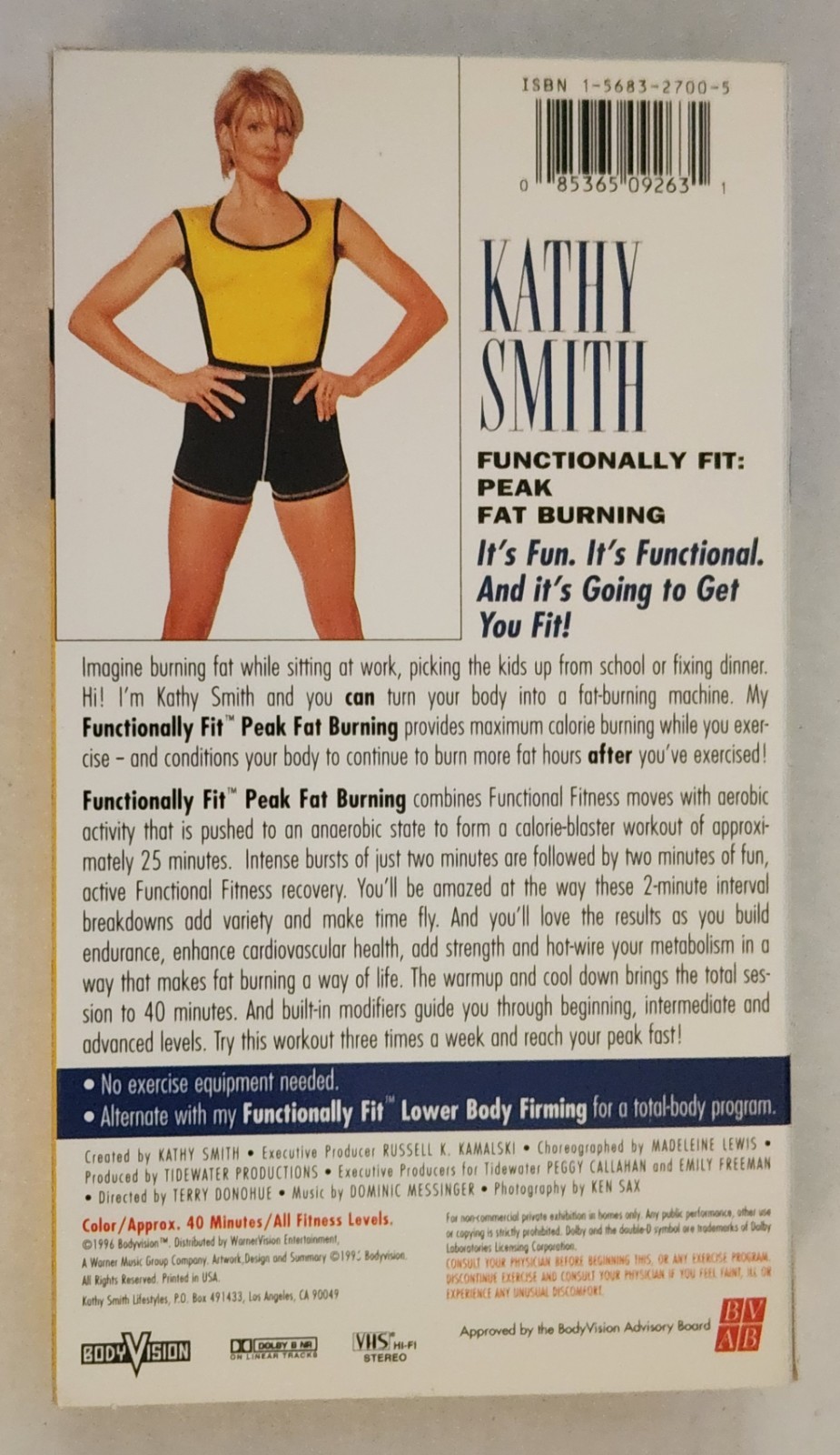 Kathy Smith Functionally Fit Peak Fat Burning VHS Exercise Workout 1996 40 min.