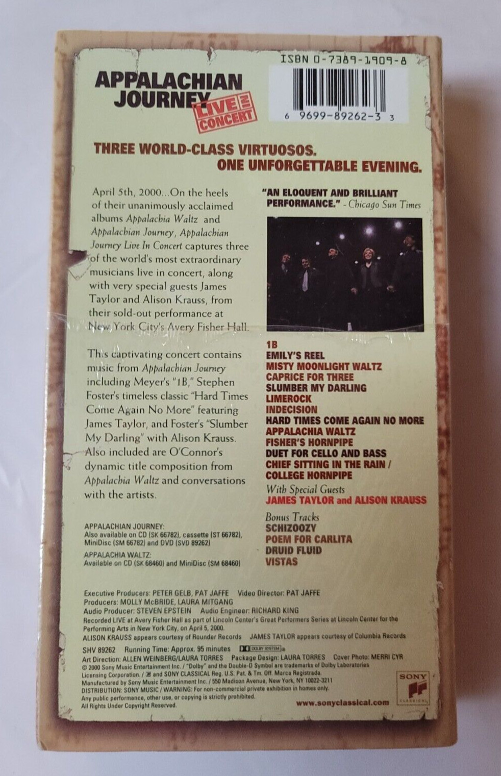 Appalachian Journey (VHS, 2000) Yo-Yo Ma Edgar Meyer James Taylor SEALED