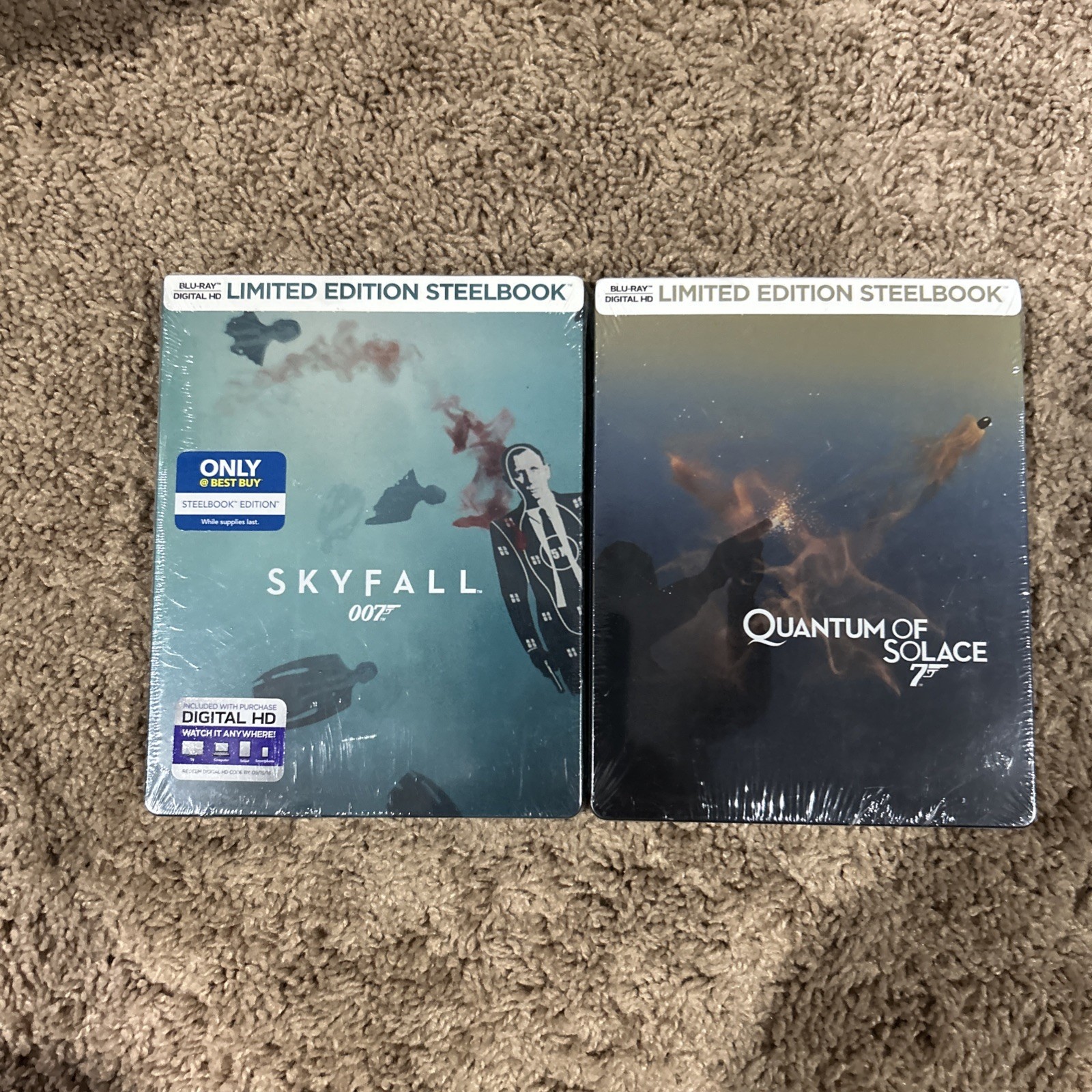 Skyfall + Quantum Of Solace, New Sealed, Steel Books, blu-Ray + dig, very nice,