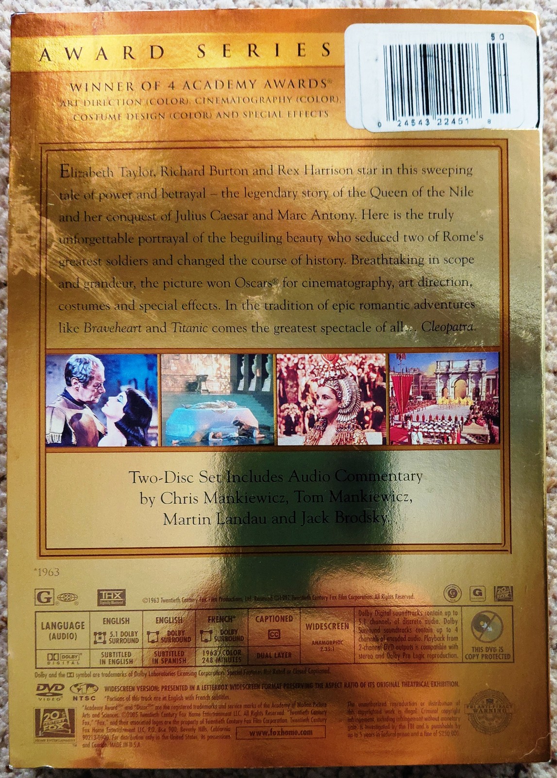 CLEOPATRA (1963) *Elizabeth Taylor & Richard Burton* Fox DVD with slipsleeve NEW