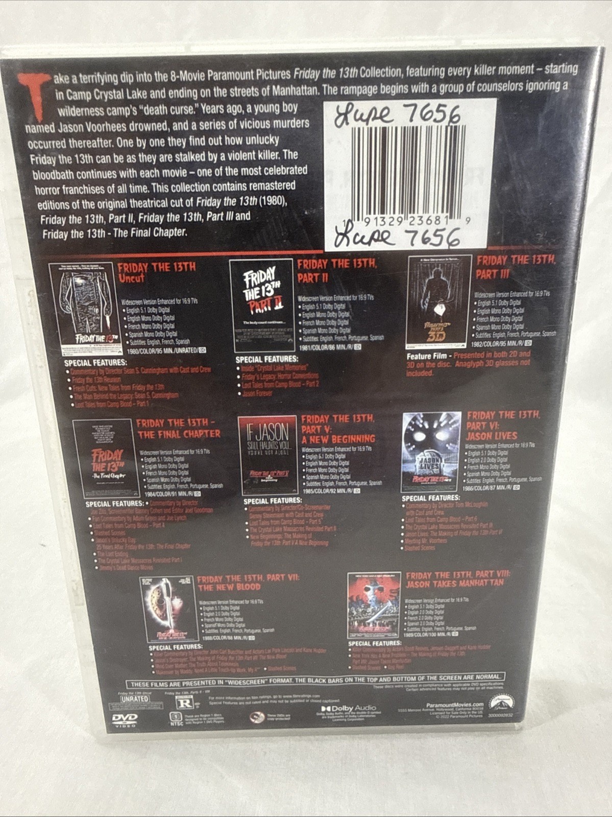 Friday The 13th 8 Movie Collection DVD Set