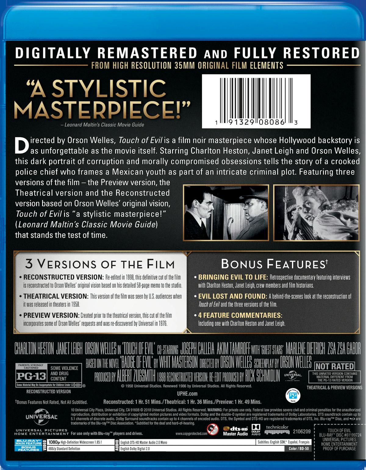 Touch of Evil Blu-ray Orson Welles NEW