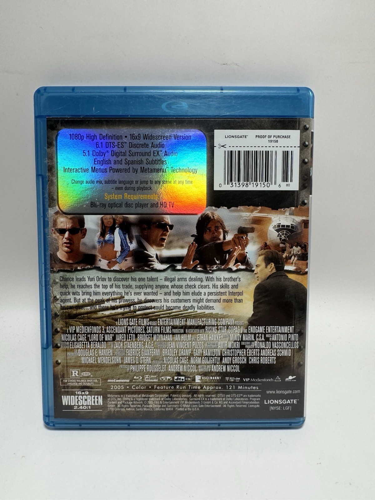 Lord of War (Blu-ray, 2005) Nicolas Cage, Jared Leto & Ethan Hawke