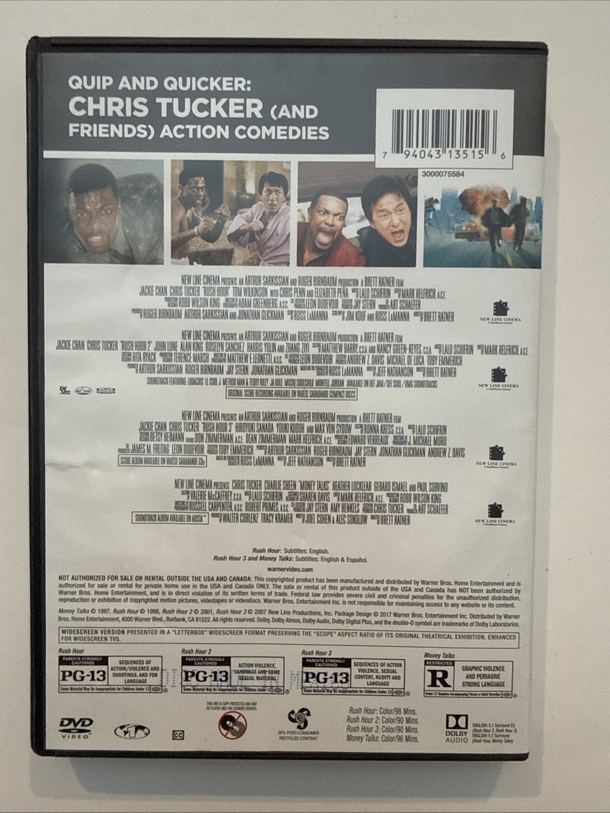 Chris Tucker Collection 4 Film Favorites Rush Hour 1 2 3 Money Talks
