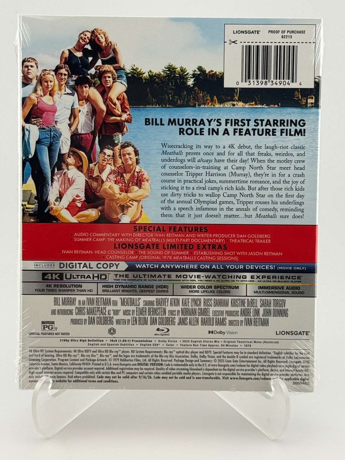 Meatballs (4K UHD Blu-ray 1979) NEW Lionsgate Limited Steelbook w/ Lenticular