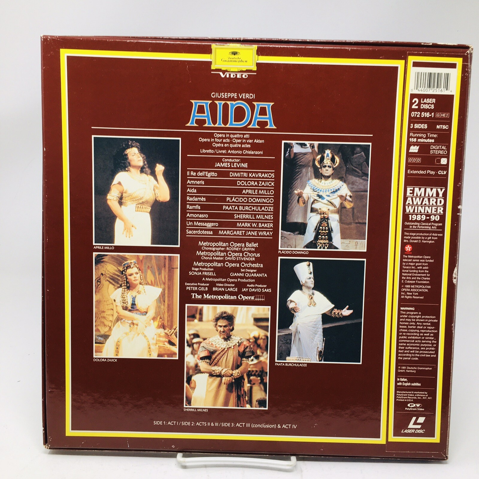 Giuseppe Verdi Aida Metropolitan Opera 2 Laserdiscs Levine Box Set Laserdisc