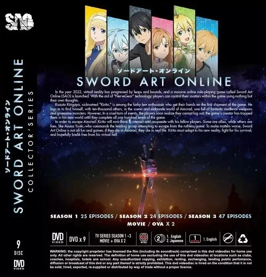Sword Art Online Season 1-3 +Movie Complete Collection DVD (Anime) (English Dub)
