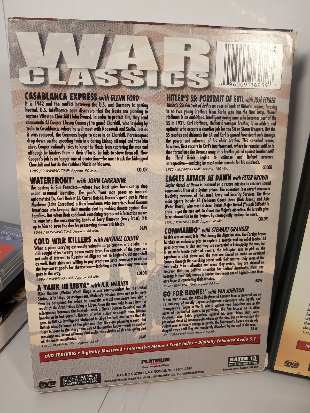 War Classics – Vol. 1: 8 Feature Films (DVD, 2003, 2-Disc Set)
