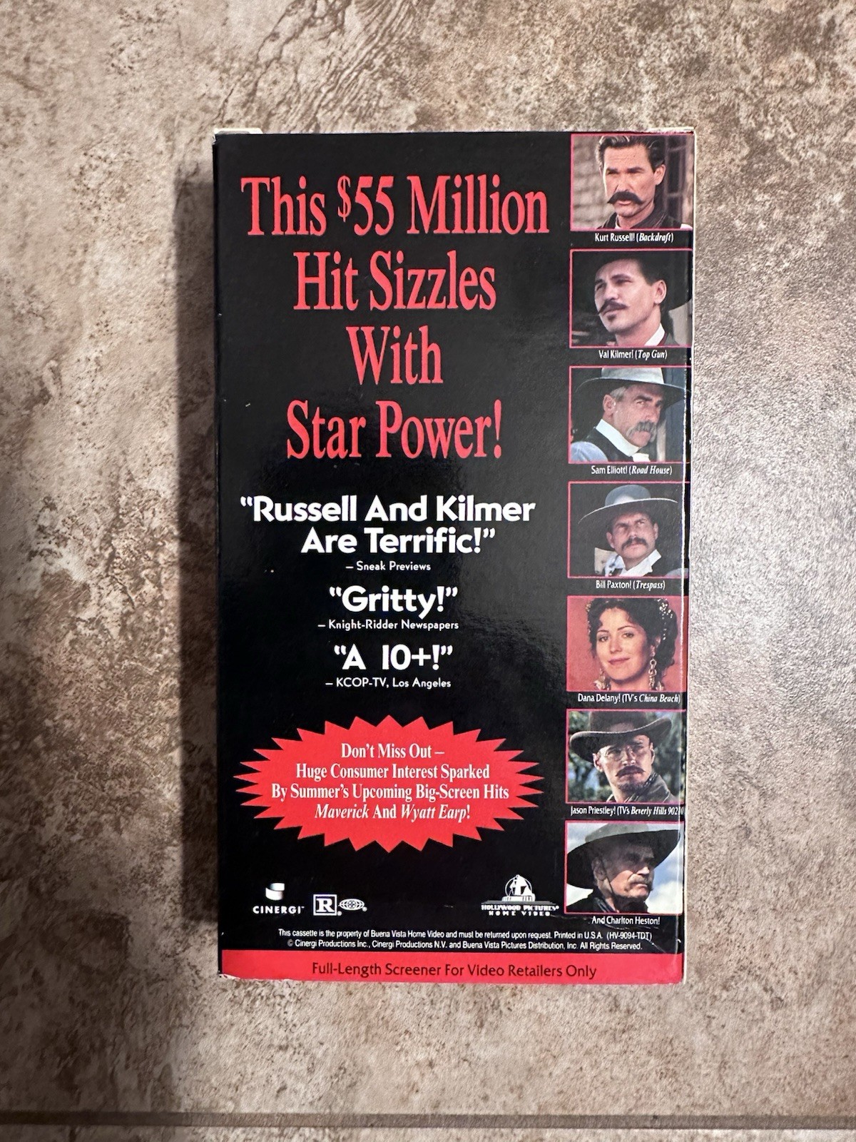 Tombstone (VHS 1993 Demo Tape Promo Screener) Kurt Russell Val Kilmer