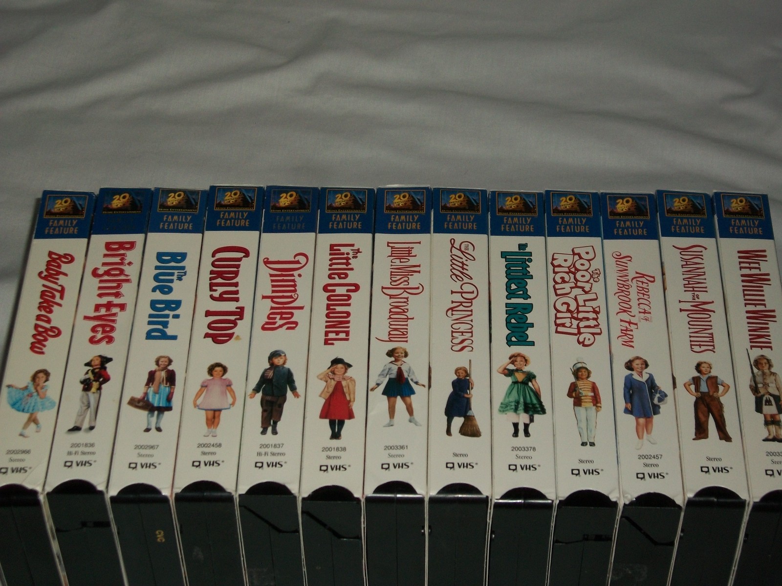 Shirley Temple VHS 13 Movies Lot Blue Bird Curly Top Dimples Bright Eyes Rebel