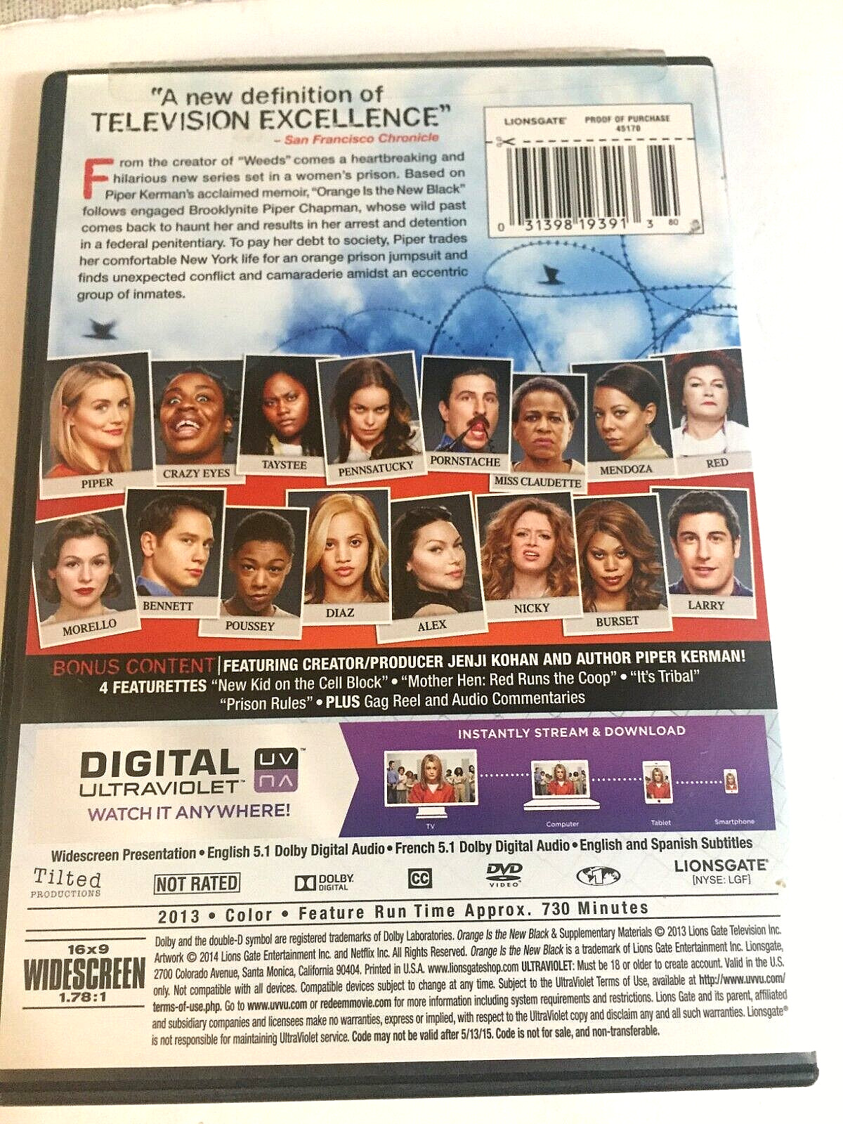Orange Is The New Black DVD Season One 4 disc set Ships Same Day With Tracking