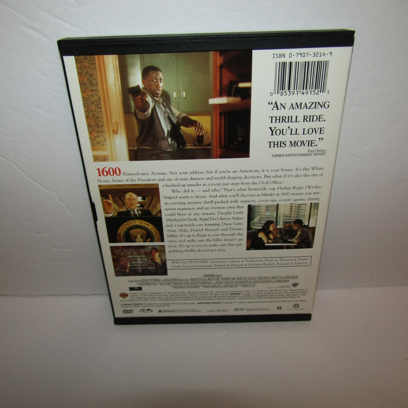 Murder at 1600 DVD Widescreen & Full Screen Versions Wesley Snipes Diane Lane