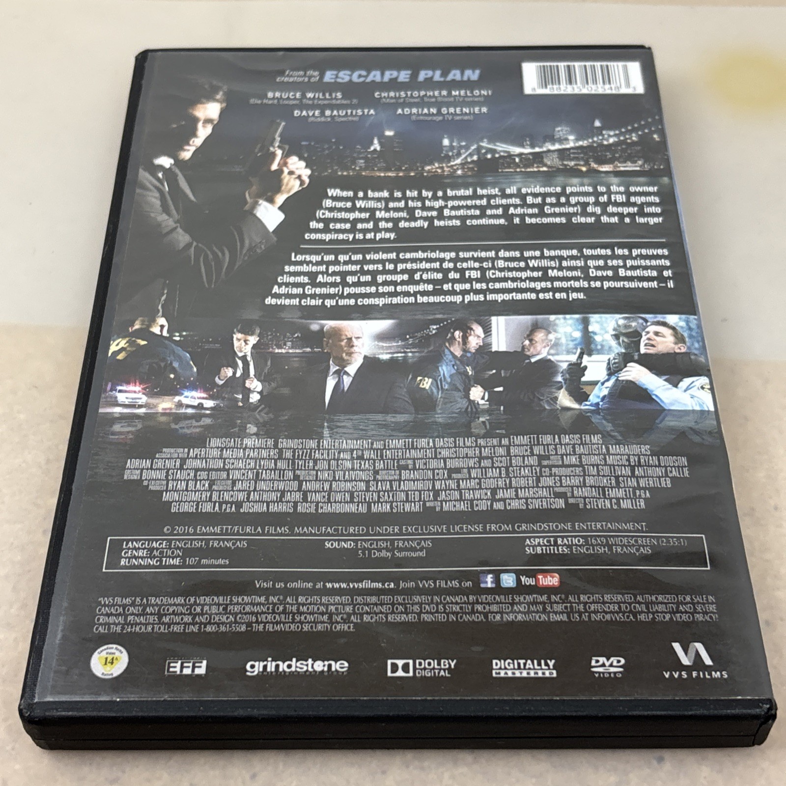 Marauders DVD Bruce Willis Dave Bautista Adrian Grenier Christopher Meloni Movie
