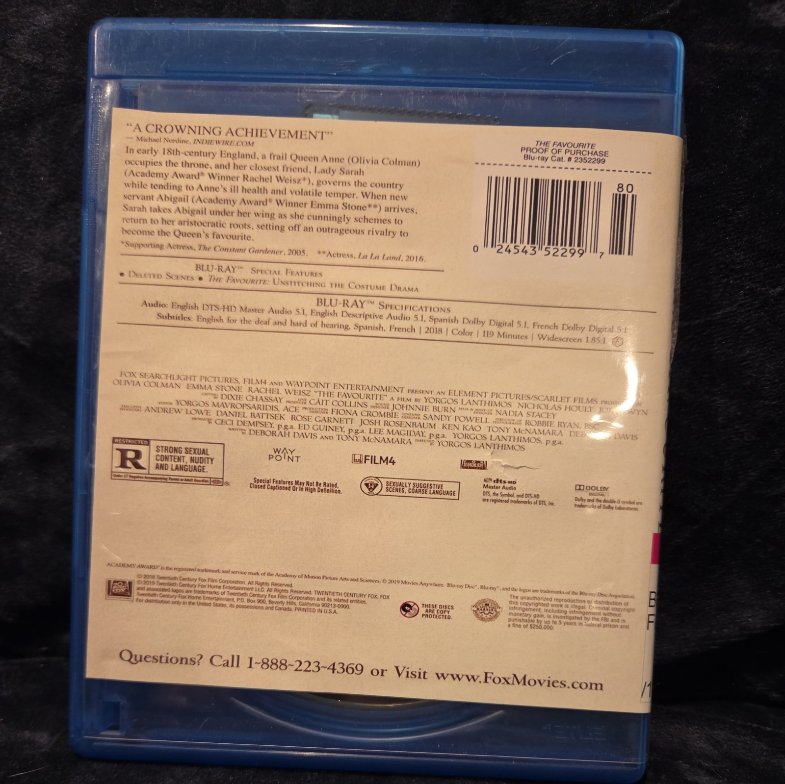 The Favourite (Blu-ray, 2018) Emma Stone Yorgos Lanthimos, Rachel Weisz REGION A